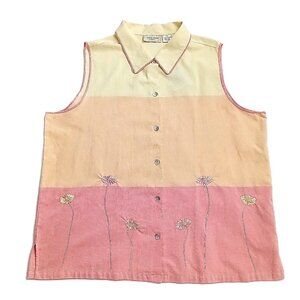 LEMON GRASS Women's Sleeveless Button-Down Top. Plus Size 24W